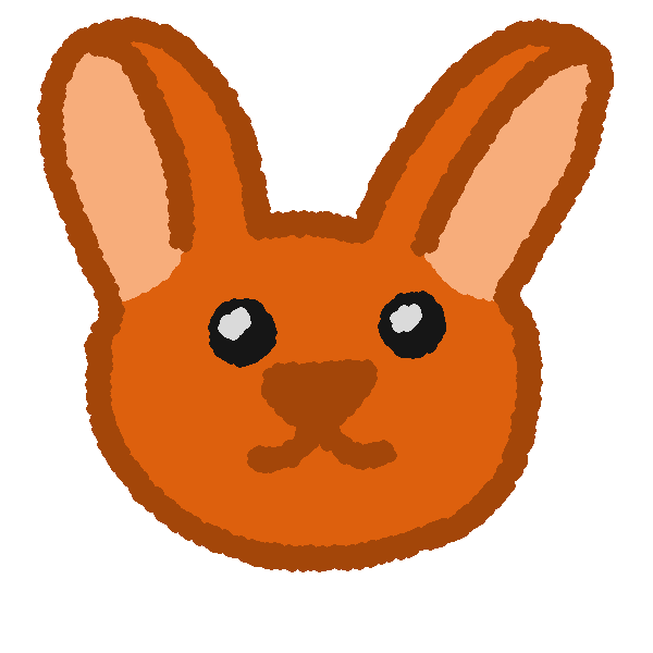 An orange cartoon bunny head is facing the viewer.